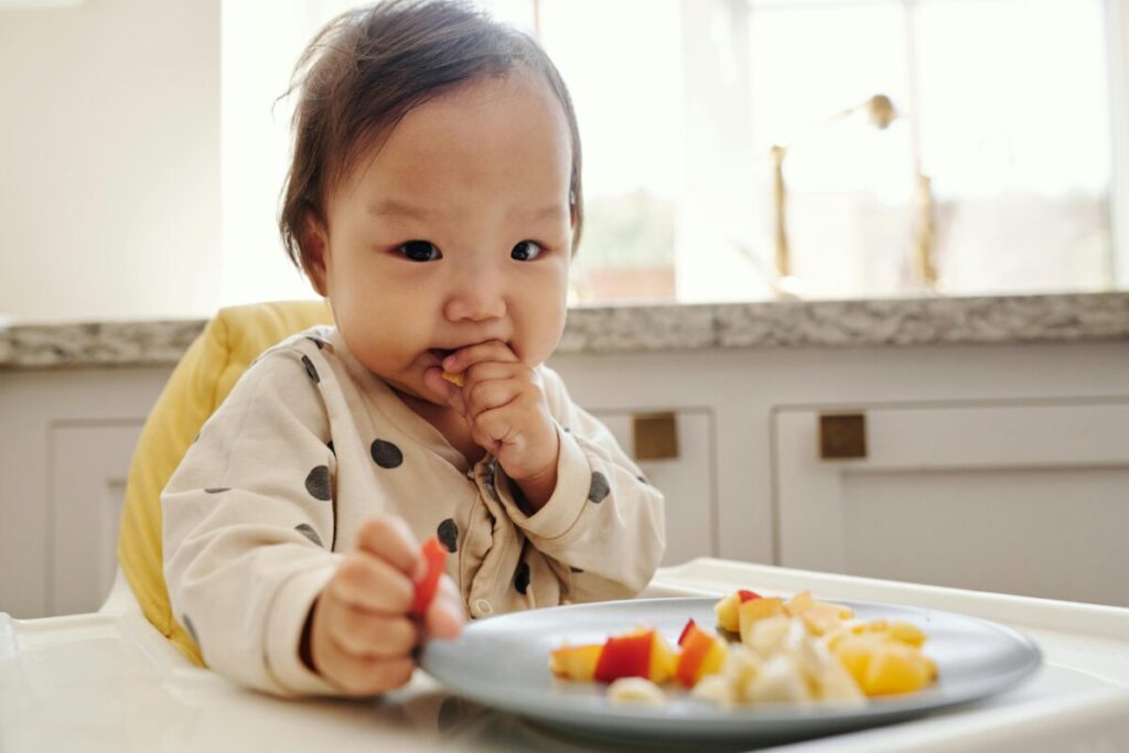 Frozen formula and fruit puree cubes served as refreshing baby snacks to provide teething relief for infants.