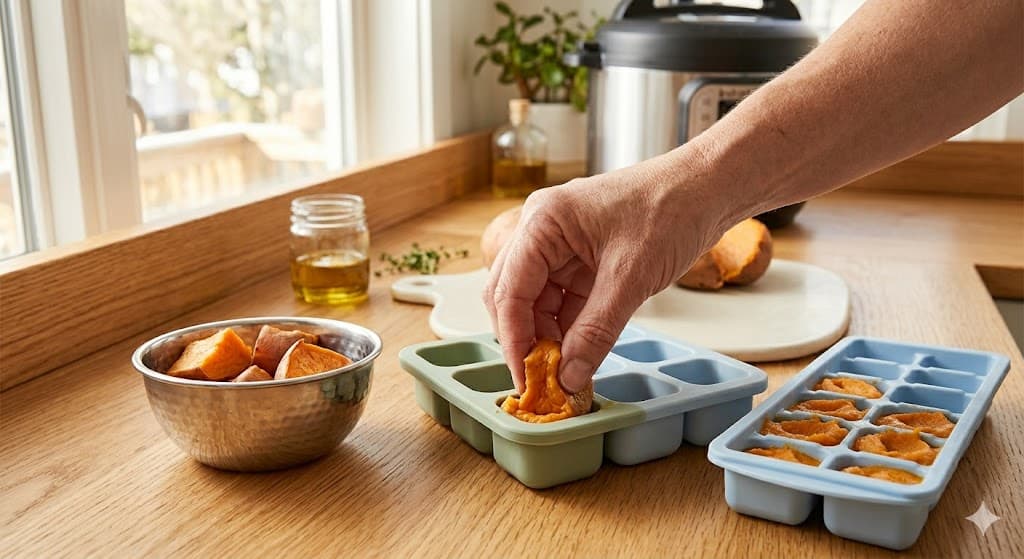 How to perform the sweet potato squish test for baby feeding safety rule