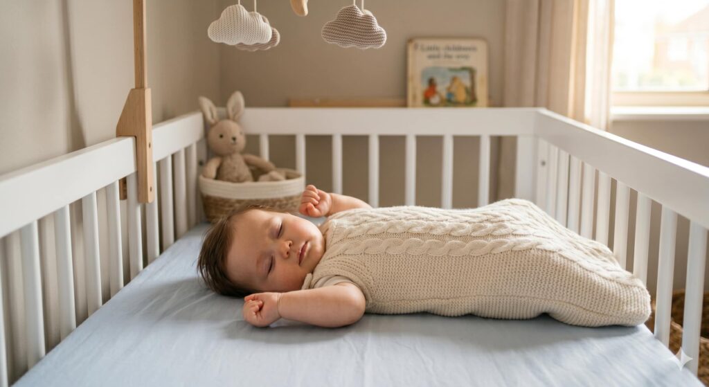 A peaceful sleeping 5 month old baby after being well-fed as part of their routine