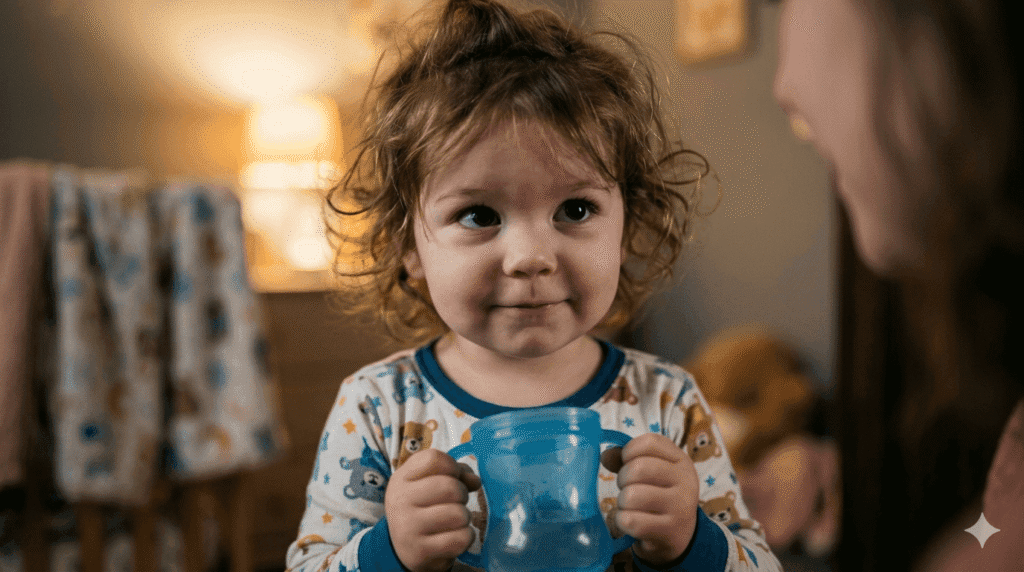 Toddler asking for water as a bedtime stall tactic.