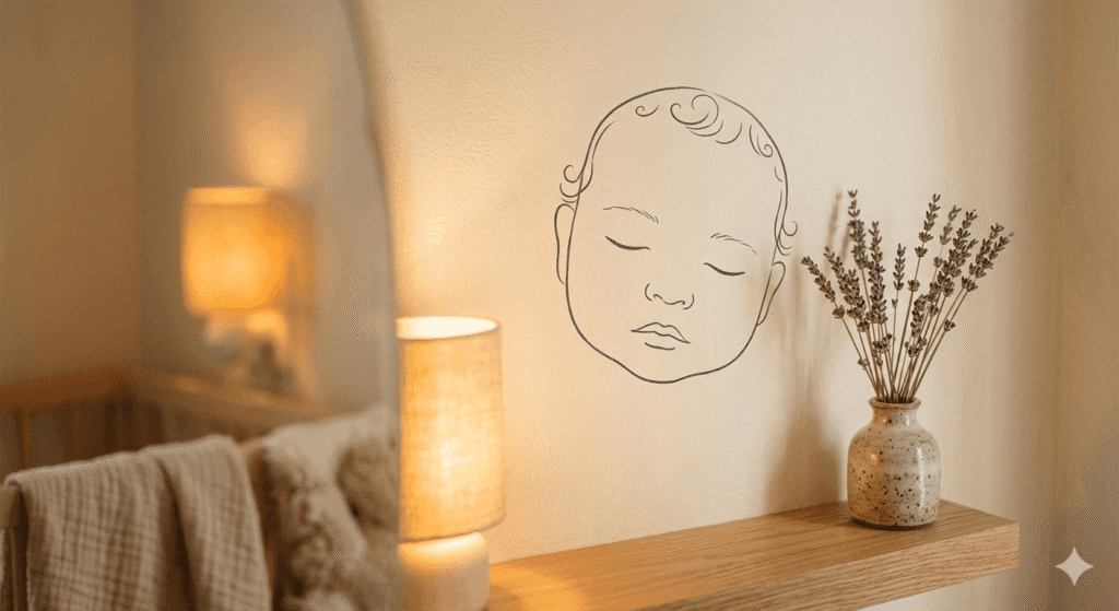 Aesthetic nursery decor symbolizing calm baby sleep and recognizing sleep cues