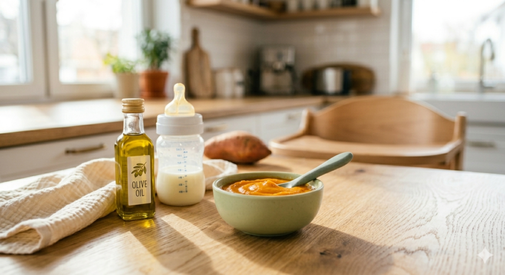 Adding healthy fats and breast milk to a 5 month old feeding routine for extra calories