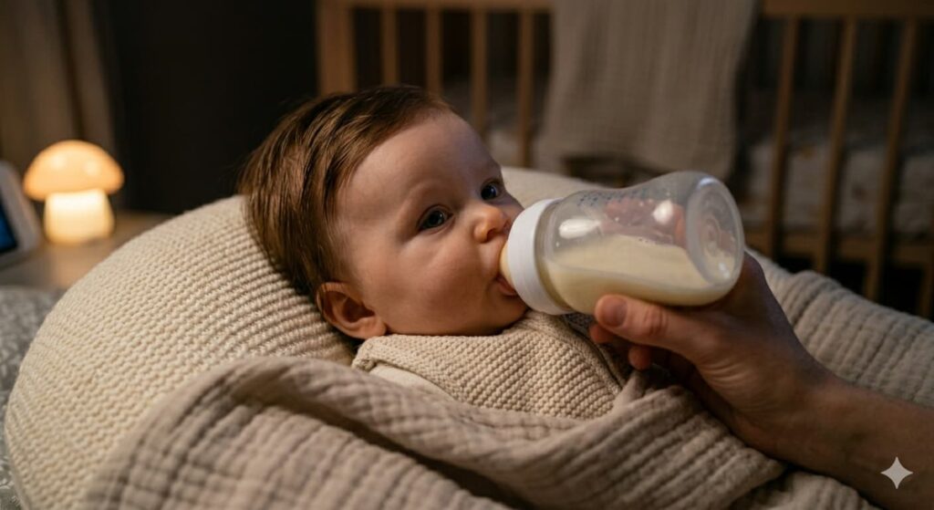 Ensuring high calorie intake during a 4 month old feeding routine for better infant growth