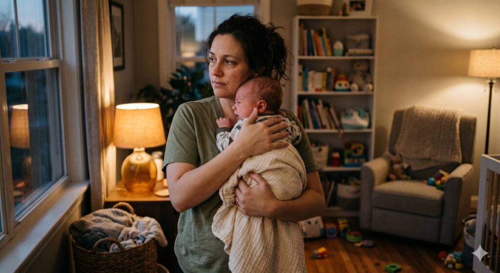 A mother feeding milk to an infant as part of a healthy 3 month old feeding routine