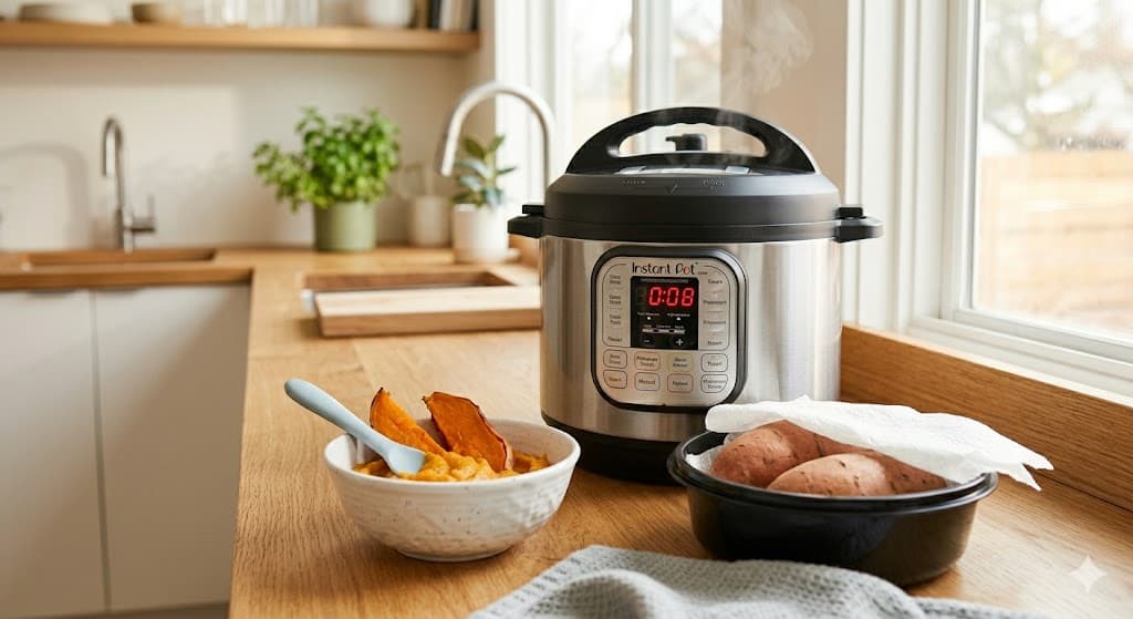Fast and easy how to prepare sweet potato for 6 month old survival guide using Instant Pot and microwave