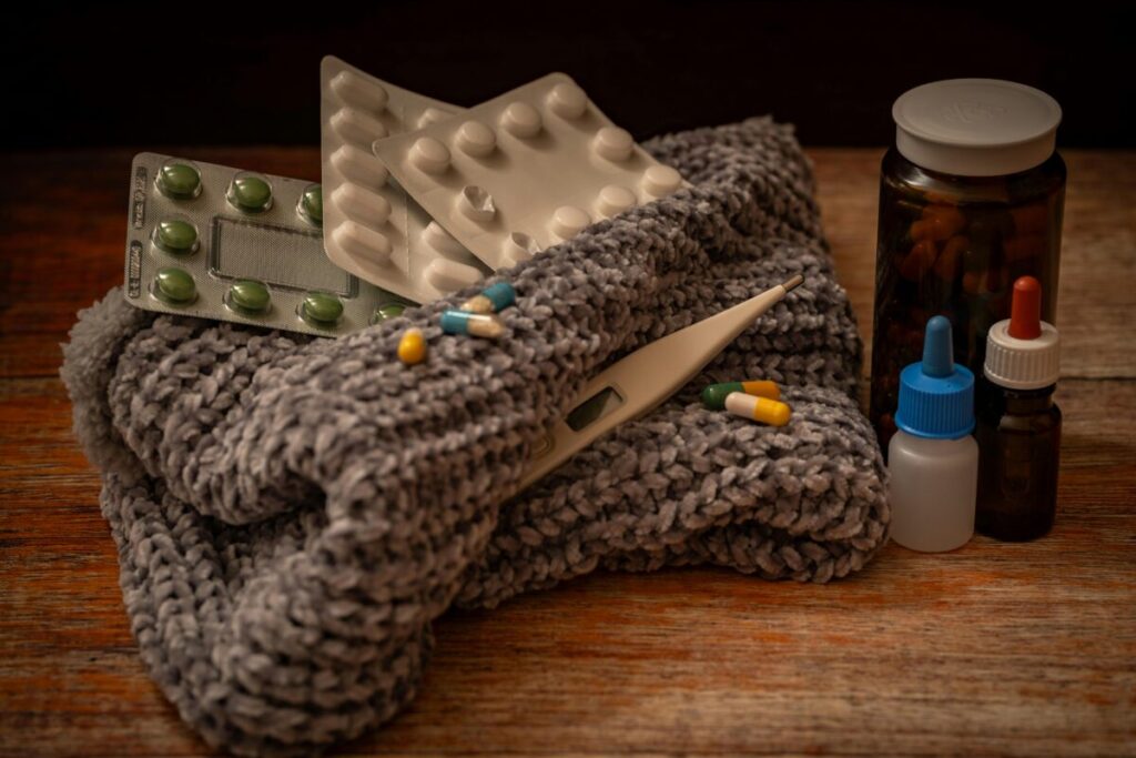 Bottle of gripe water and dropper for infant colic relief