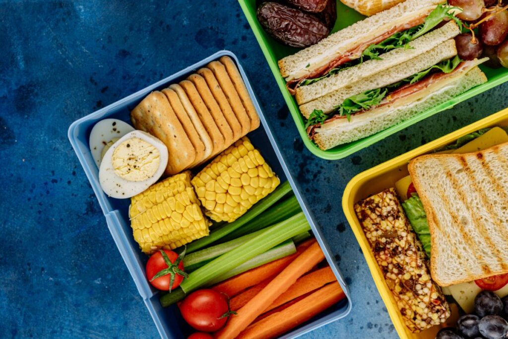 A safe and healthy nut-free daycare lunch box packed for a toddler to ensure food safety in a school environment.